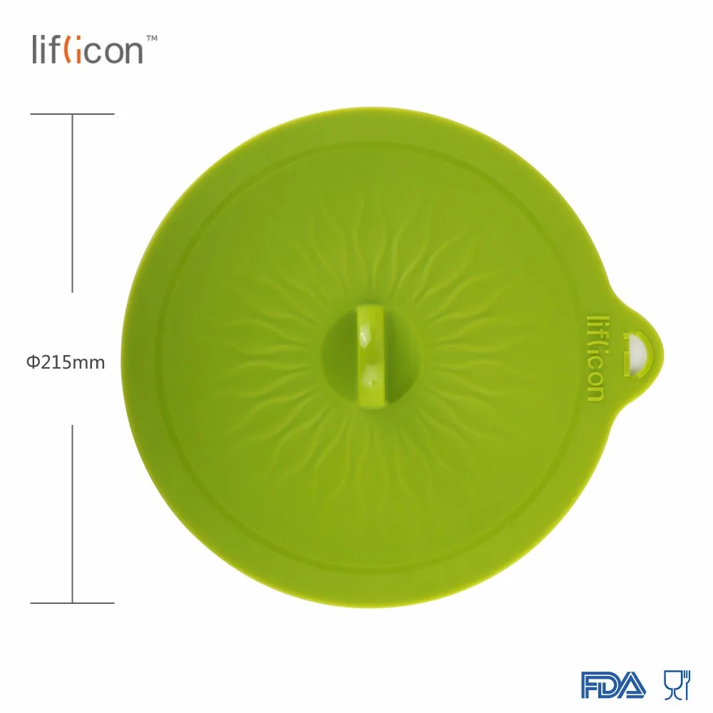Liflicon Glass Lids 8.46''(215mm) Silicone Suction Lids Colorful Food Covers-Airtight Seal Microwave Safe Mugs Pots Bowls Lids