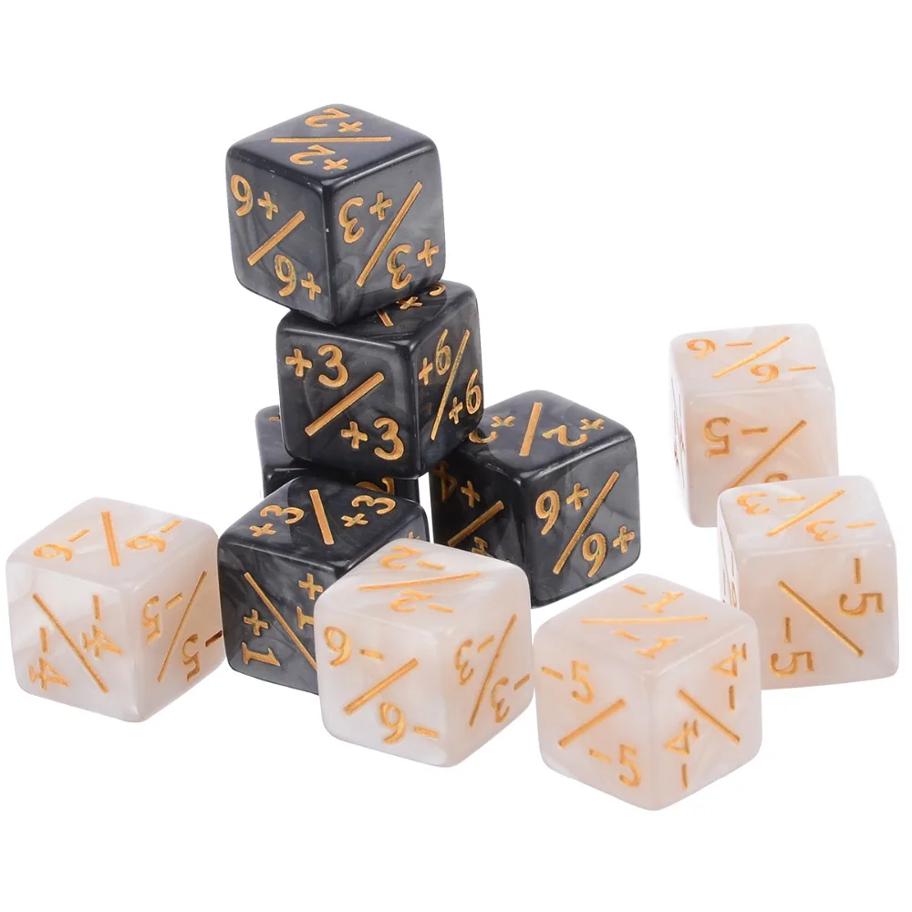 

High Quality 10Pcs Counter +1/+1 Dice Party Home Funny Outdoor Dice For Magic The Gathering Game Counting Dice Toy Set