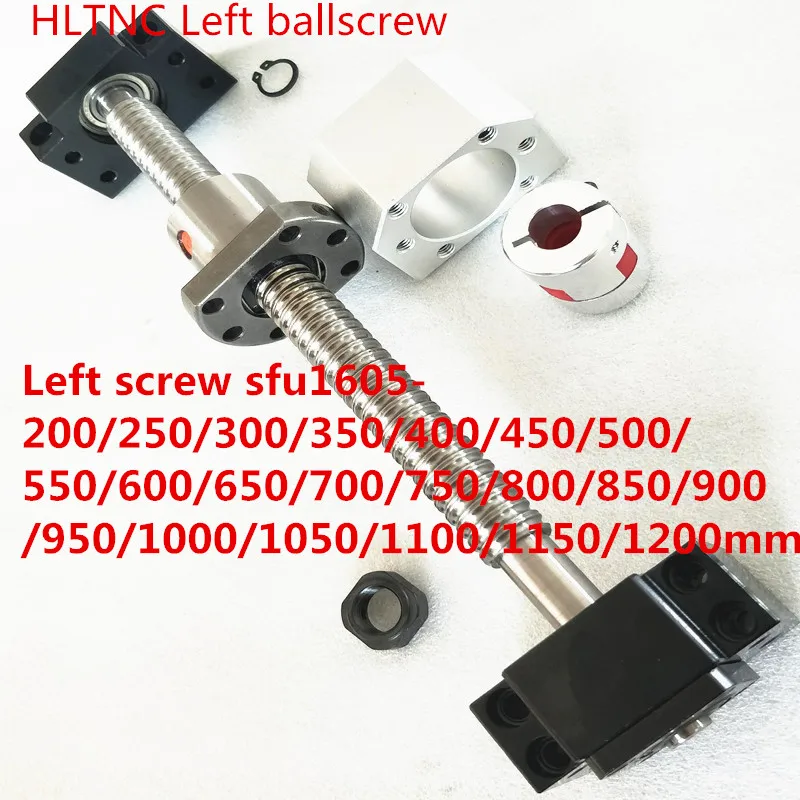 

RM1605 left handed ballscrew SFU1605-200/250/300/350/400/450/500/550/600/650/700/800/900/1000mm +BKBF12+DSG16H housing+coupling