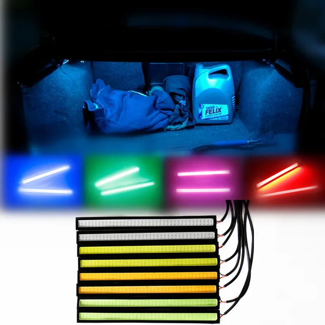 Car 2*17CM DIY 65 COB LED DRL Daytime Running Light Red Green Pink Car Styling Tail Fog lamp