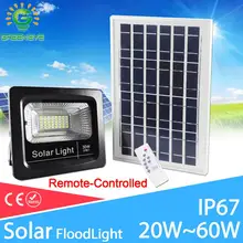 Потока СИД светильник дистанционного Сенсор отражатель Солнечный прожектор светильник, 20 Вт, 30 Вт, 50 Вт, 60 Вт RGB IP65 светодиодный солнечный светильник Водонепроницаемый светодиодный светильник на открытом воздухе