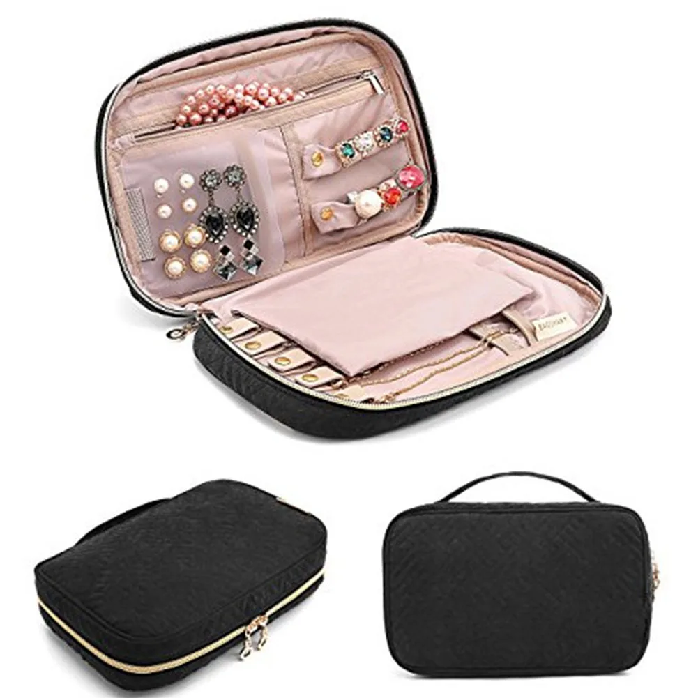 

Women Fashion Large Capacity Protective Necklace Pouch Zipper Organizer Bag Travel Portable Velvet Earrings Jewelry Case Rings