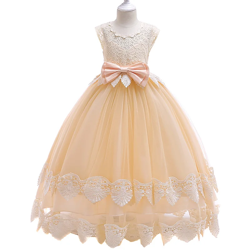

Children Kids Girl Dress Princess Sleeveless Round Collar Bowknot For Wedding Party YH-17