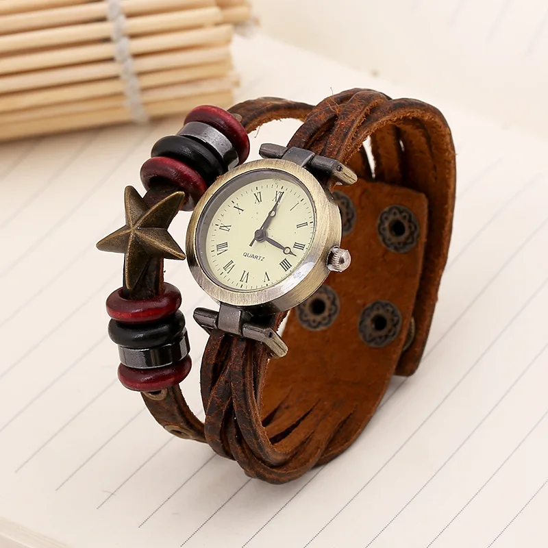 

Gnova NEW Vintage Women Genuine Leather Watch Fashion Lady Female Wrap Quartz Wristwatch Bracelet Dropship B040