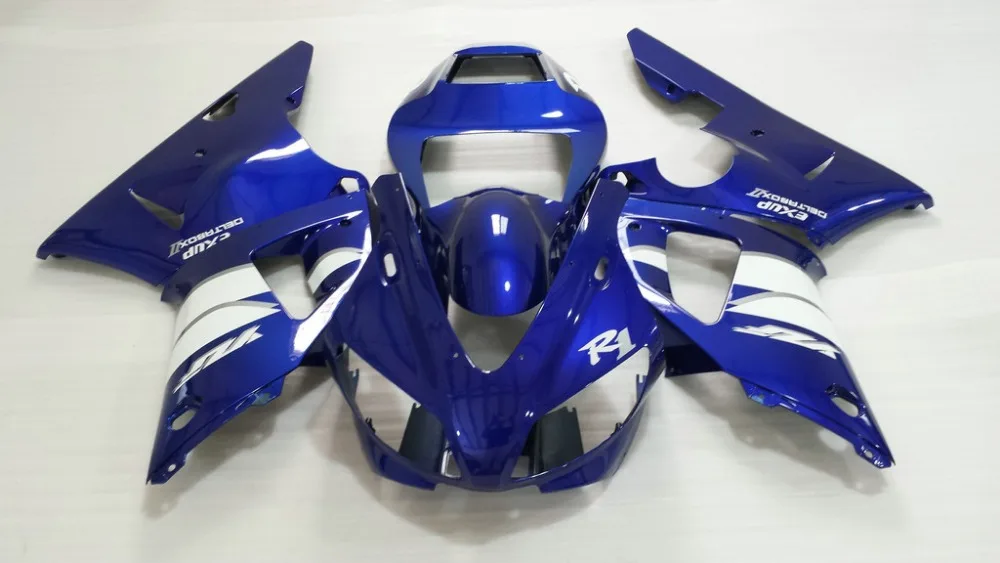 

7 gifts!!! Injectiion Mold for YAMAHA YZFR1 1998 1999 faiirng kit YZF R1 YZR1000 R1 98 99 white blue Fairings set KJ14