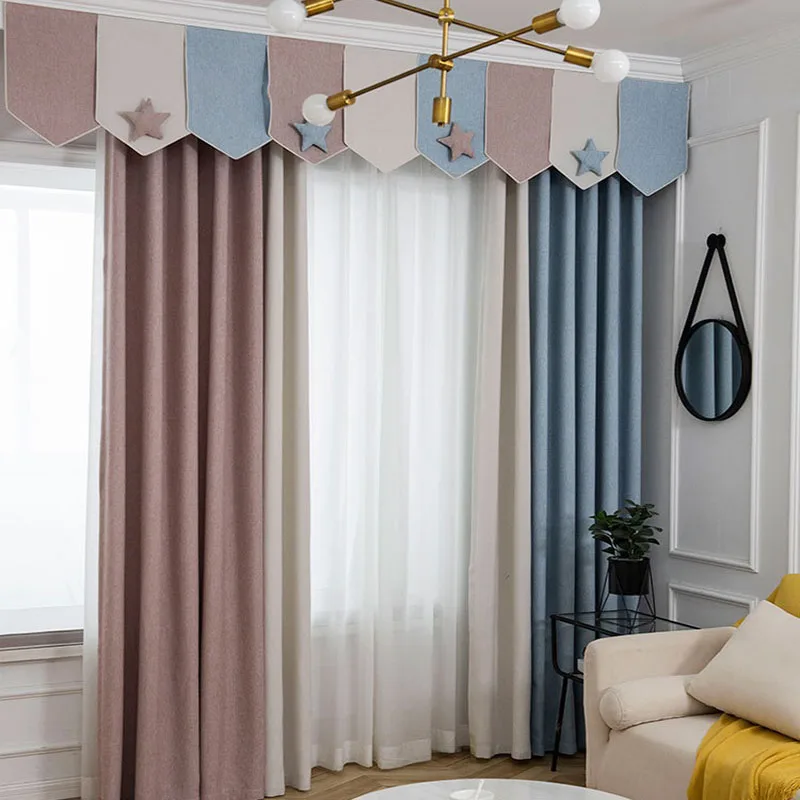 

TIYANA Modern Elegant Multi Color Splice Curtains Luxury Window Drapes for Living Room Bedroom Sheer Curtain Home Decor T169#4