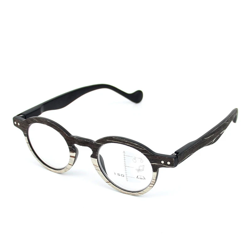 Zilead Madeira Anti Luz Azul Rodada Óculos de Leitura, Progressive Multifocal Small Frame, Presbiopia Óculos, Hypermeopia Eyewear