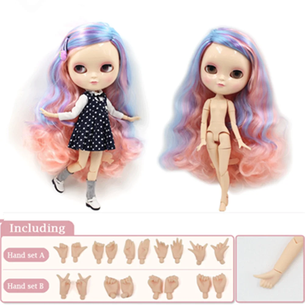 

Fortune Days icy 1/6 doll joint body soft mixed color hair including hand set AB 30cm gift toys doll.