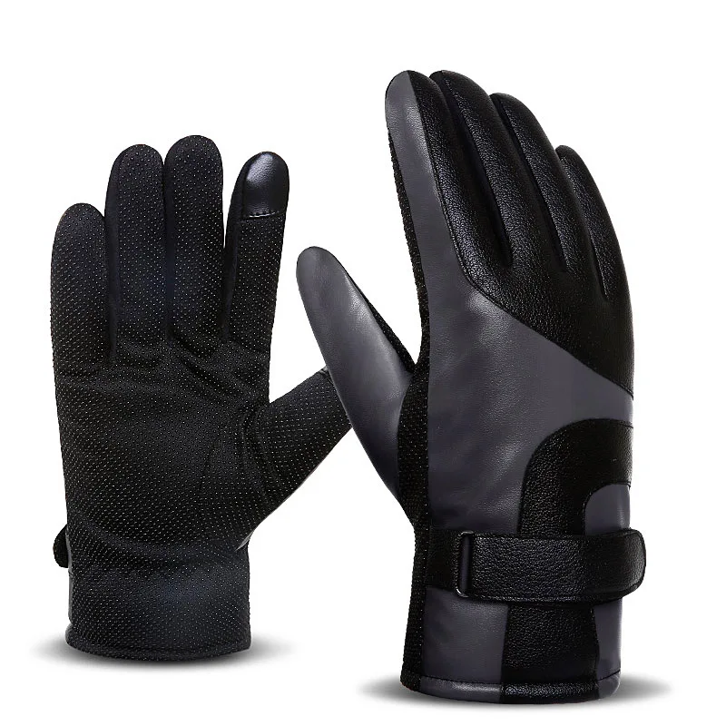 Зимние перчатки для велоспорта термо ветрозащитные перчатки из искусственной кожи с сенсорным экраном мотоциклетные велосипедные перчатки для спорта на открытом воздухе для мужчин и женщин - Цвет: Gray