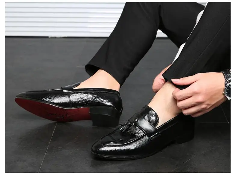 2019 Мужская обувь без шнуровки Лоферы официальные свадебные модельные туфли мужские оксфорды из натуральной кожи для мужчин sapato masculino