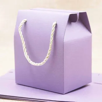 

1lot=50pcs gift package box with handle mutli color candy /wedding/coco nut package box DIy handmade blank decorate paper bag