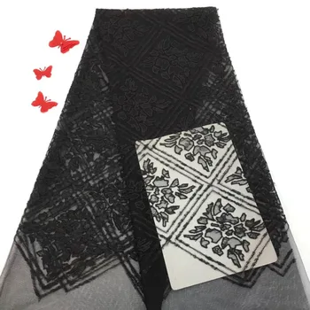 

black and white African net lace fabric PWD18111508 french embroidery tulle lace fabric