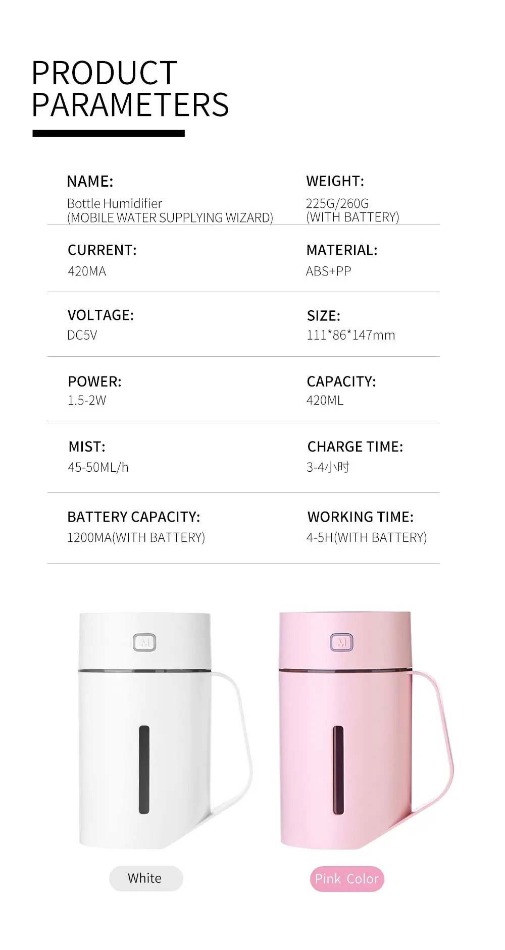 420ML USB Humidifier Portable Mini Cup Shape Humidificador Aroma Oil Diffuser with Seven Color Night Lamp for Home Office Car (6)