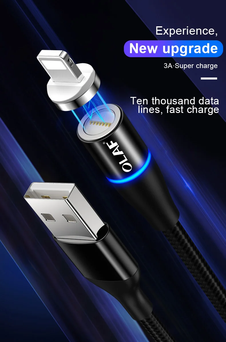 Магнитный USB кабель Олаф для iPhone, зарядное устройство, магнитный кабель для зарядки данных, кабель Micro USB type C для мобильных телефонов Android