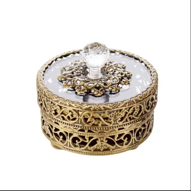 

European mental multi-layer luxury palace style jewelry box with lock