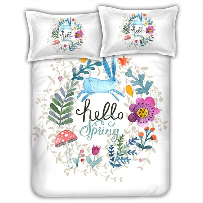 

Best selling bedding 2017 new inzra pastoral plants flower full version printed four-piece cotton suede sheets