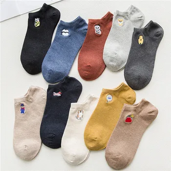 

Women Socks 1 Pair Short Cotton Color Cute Cartoon Creative Print Women Fashion Socks Women Korean Style