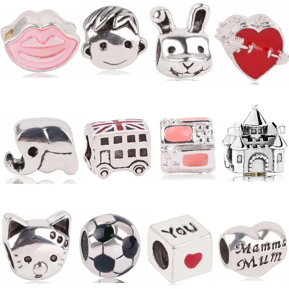 

AIFEILI Charm Beads Personality Gift Pendant Series Suitable For Pandora Womens Bracelet Jewelry European Silver Boy Rabbit
