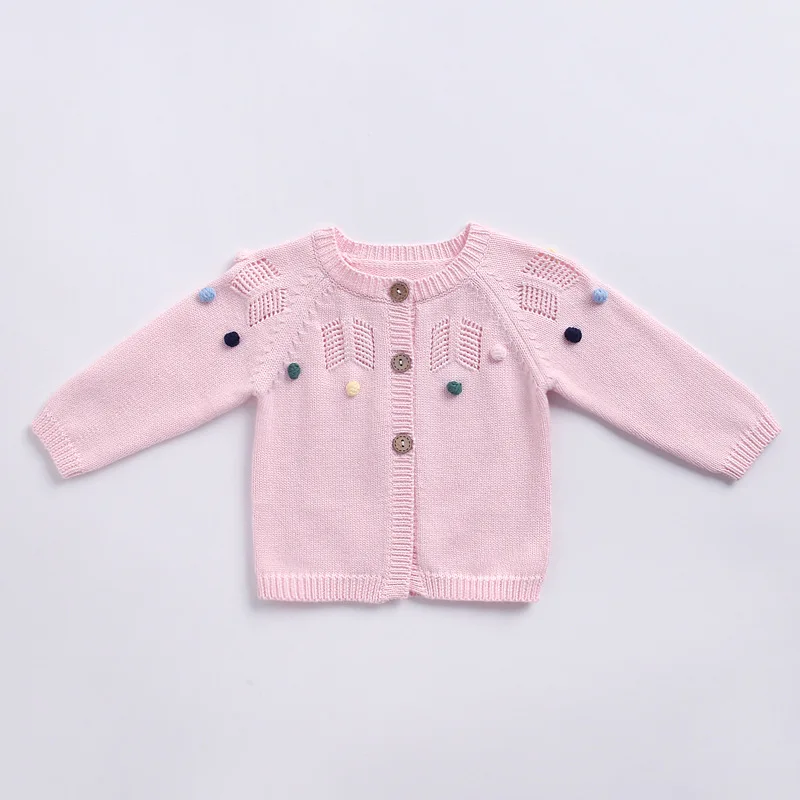 Свитер для маленьких девочек, кардиганы, Осенние вязаные куртки с длинными рукавами для новорожденных, трикотажные пальто для малышей, детская одежда - Цвет: pink