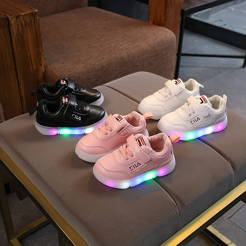 Spring/Autumn New brand Fashion baby sneakers solid LED lighted footwear Classic Cool infant tennis 5 stars baby casual shoes