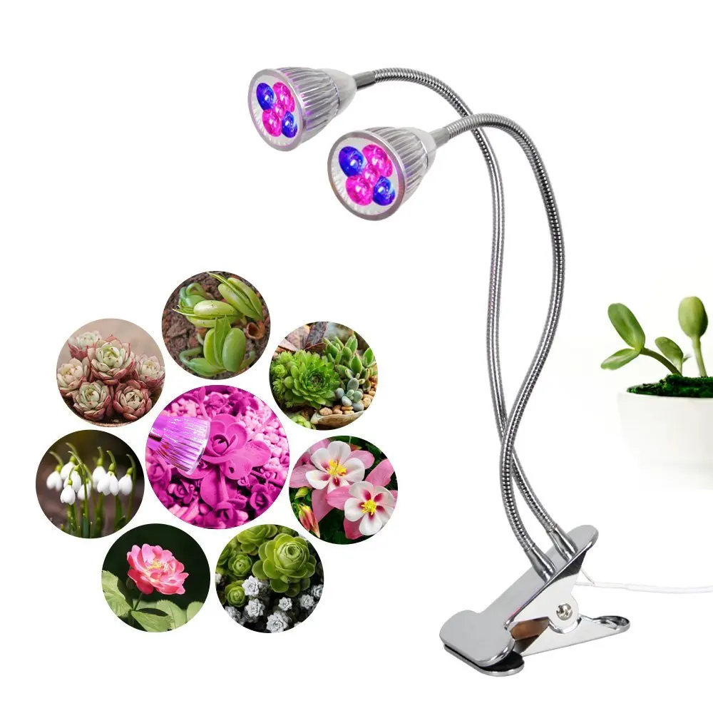 T SUN Dual Head LED Full Spectrum Grow Lights 10W Desk Clip Plant Grow