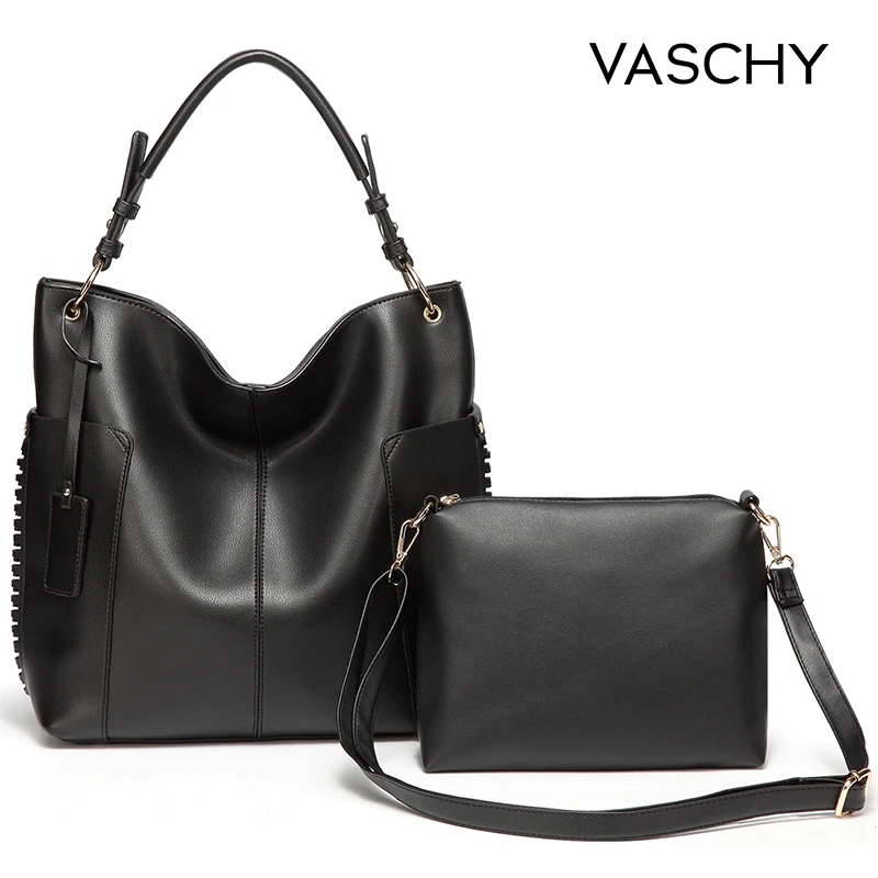 

VASCHY Two Pieces Set Women Handbag Hobo Bag Purse for women,Vaschy Faux Leather Convertible Top Handle Shopper Tote Fashion