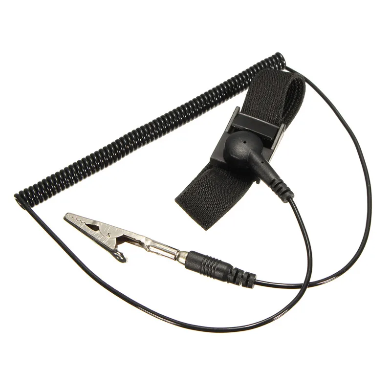 

1.8m PU Antistatic Wristband Esd Wrist Strap Black Metal Discharge Cord Wire Clip for Electrician IC PLCC Worke Free Shipping