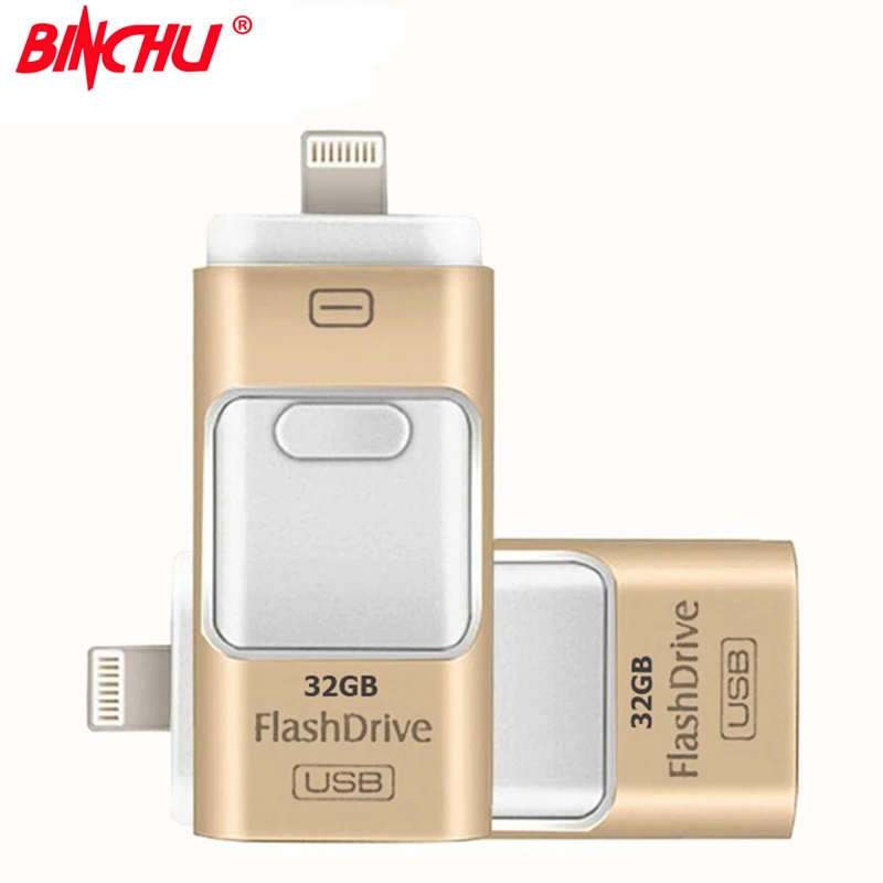 BINCHU For iPhone 7 6 6s Plus 5 5S ipad Pen drive memory stick Dual mobile