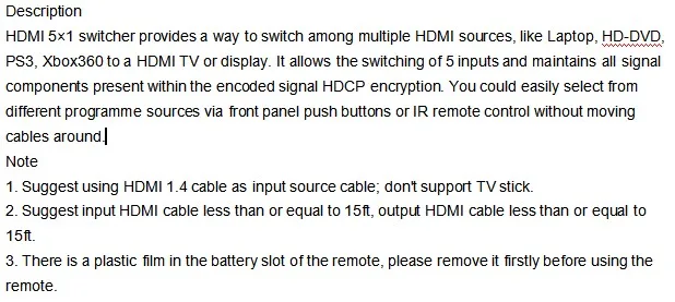 Vention HDMI Разветвитель переключатель 5 вход 1 выход HDMI коммутатор 5X1 3X1 для xbox 360 PS4/3 Smart Android HDTV 4K 5 портов HDMI адаптер