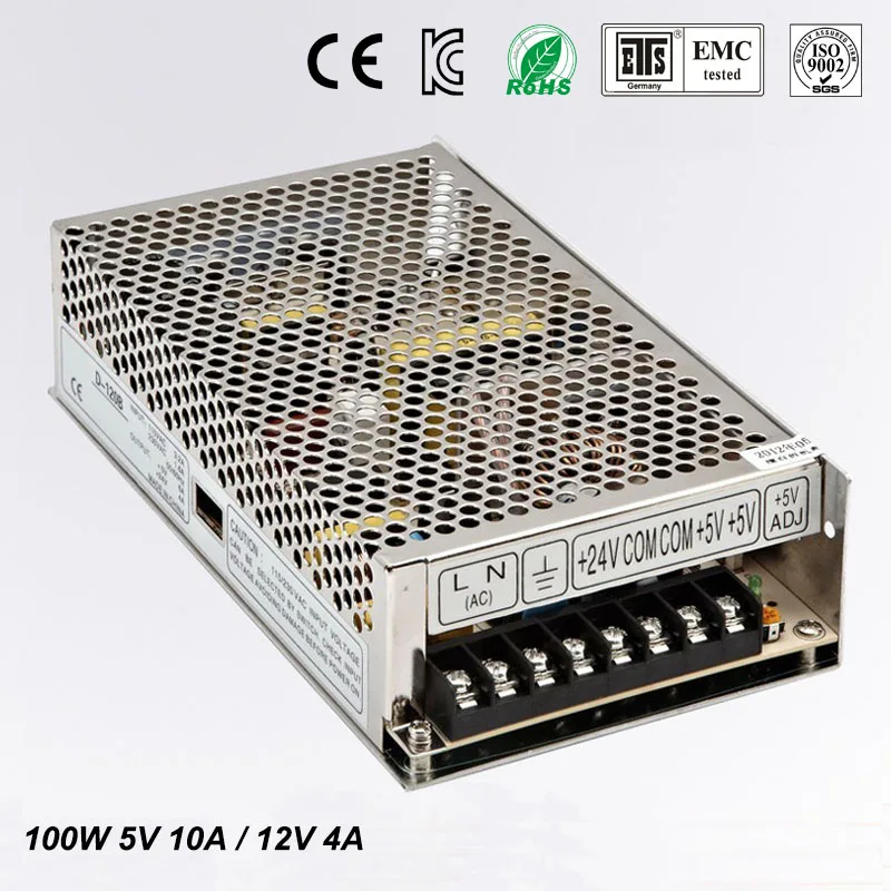 

double sortie de commutation d'alimentation 5v10A 24v3A100 W ac a dc alimentation ac dc convertisseur 220 v a 24 v 5 vOEM/ODM