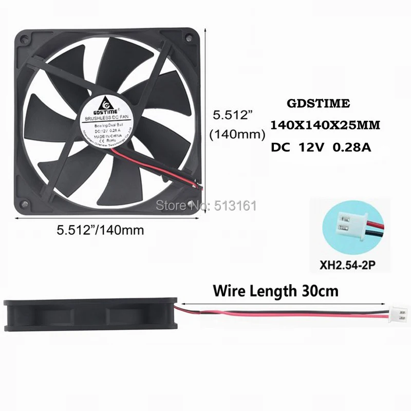 140mm ball 12v fan 10