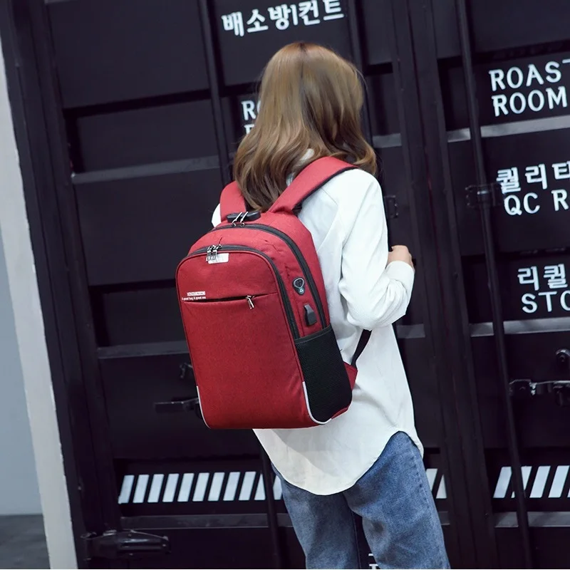 Anti-theft password lock ladies laptop backpack Men's USB Charging Business Travel Bag With headphone plug student Schoolbag