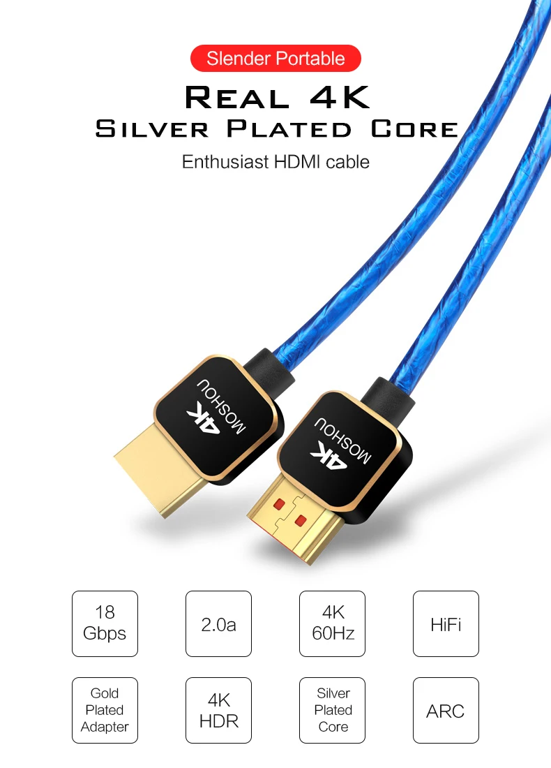 HDMI кабели 4 к ультра высокая скорость 18 Гбит/с HDMI 2.0a 4 к @ 60 Гц Ethernet Совместимость Apple Roku samsung QLED LG sony ТВ MOSHOU