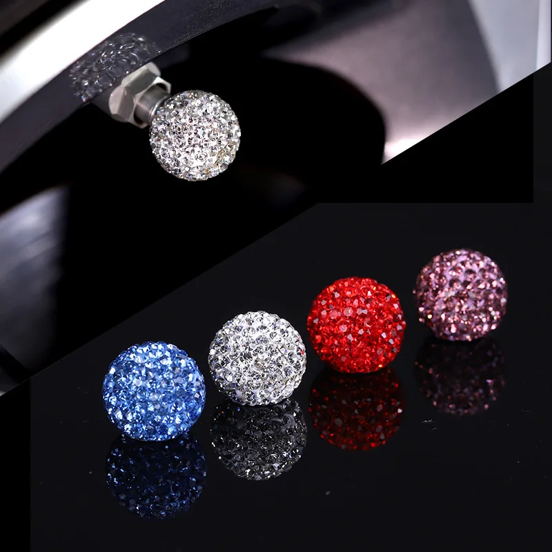 4Pcs Rosa Coche Neumático De Diamantes De Imitación Diamante Tapas De La Válvula Tapas de aire brillante Accesorios 