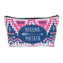 Hakuna Geometry Aztec 3D Printing Makeup Bag Necessaire Travel Make up Bag Organizer Maleta de Maquiagem Women Cosmetics Bags