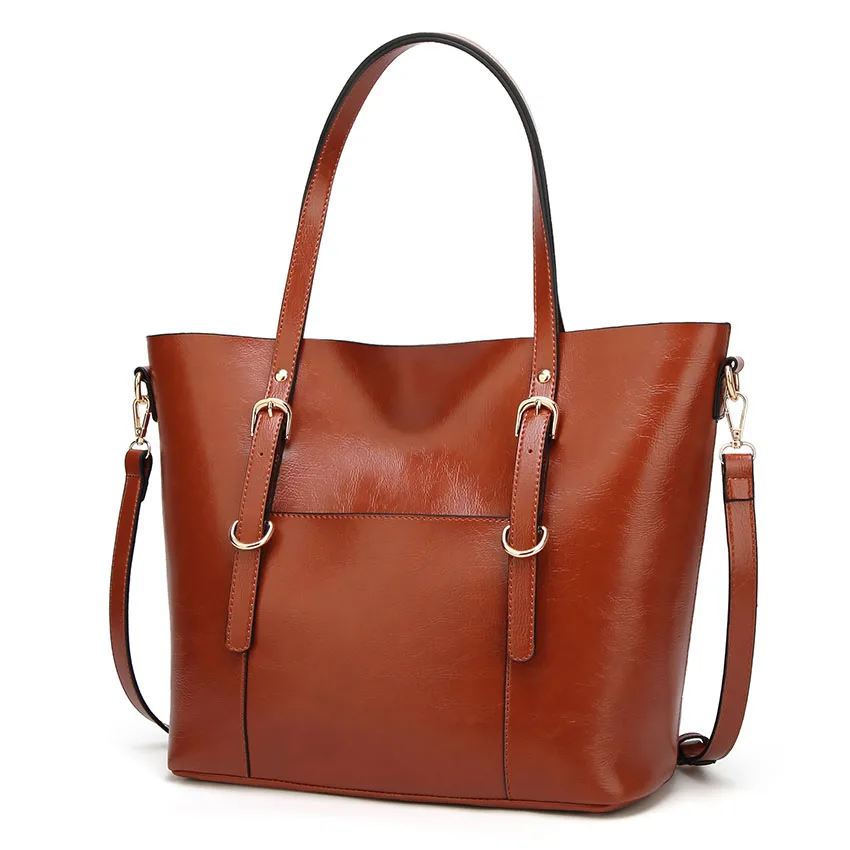 

Fashion Women bag Oil wax leather handbag messenger bags brand soft leather casual tote female crossbody shoulder bag black red