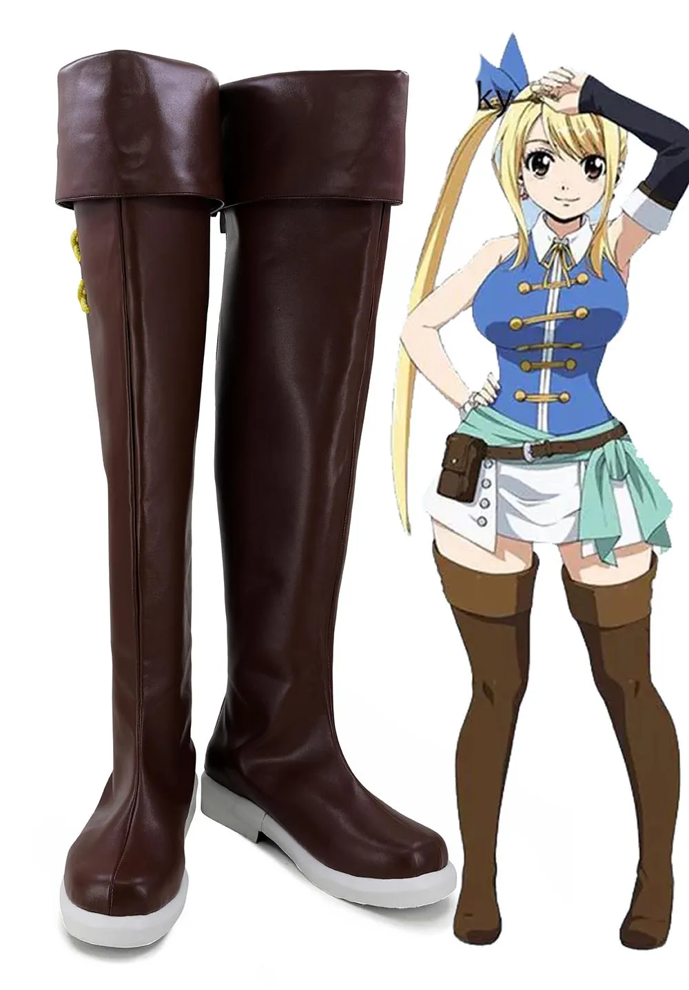 Lucy Heartfilia Shoes Cosplay Fairy Tail Lucy Heartfilia Cosplay Long Boots Brown Shoes Custom