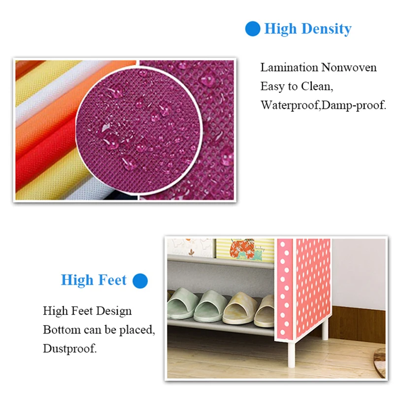 Simple Shoe Cabinet Nonwoven Shoe Rack Dust-proof Shoe Shelf Home Dorm Thickening Height Combination Storage Organizer Cabinet
