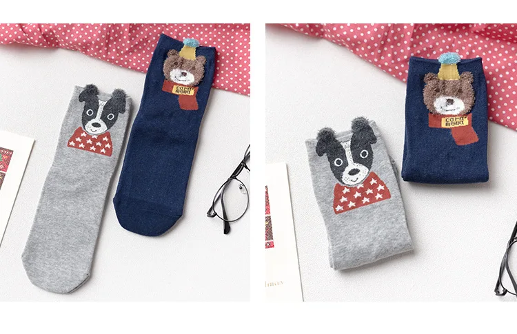 Caramella/, 2 пары/партия, хлопковые милые рождественские теплые носки серого цвета с объемными рисунками животных из мультфильмов детские 60184 для мальчиков и девочек