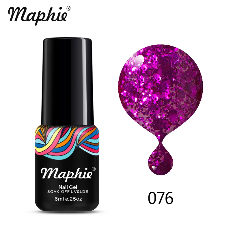 Maphie, 6 мл, золотой цвет, Гель-лак, мерцающий блеск, УФ светодиодный Гель-лак для ногтей, долговечный УФ-лак для ногтей, лак для ногтей, замочить, светодиодный клей - Цвет: 076
