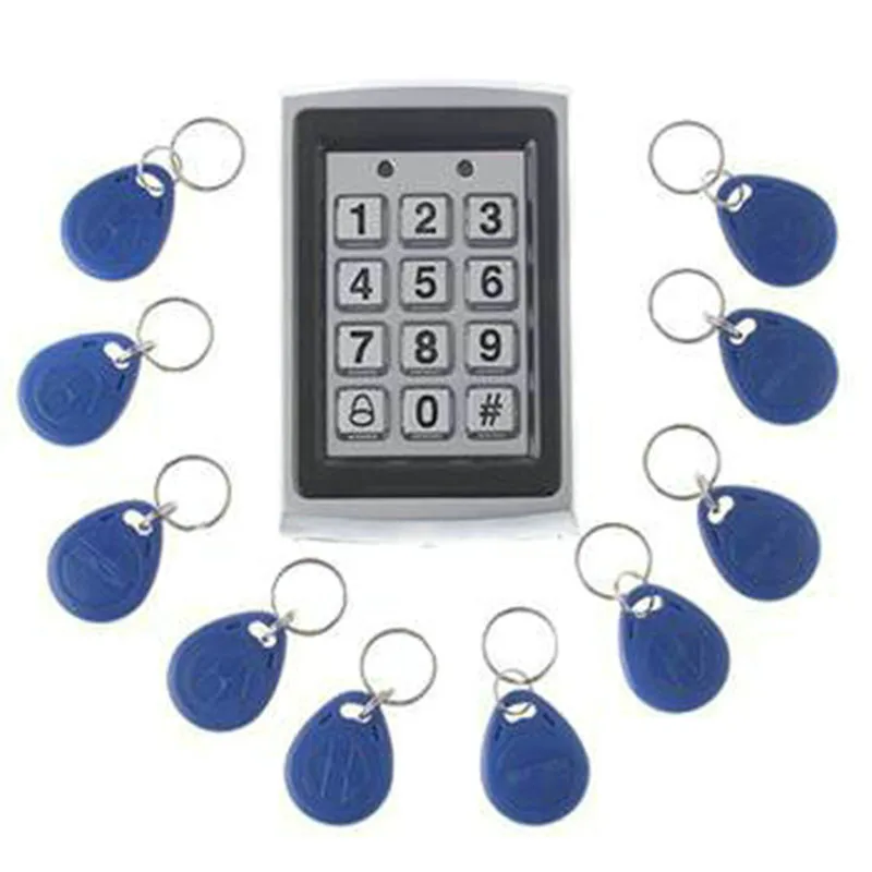

10Pcs Card Free +Metal Proximity RFID Card Door Entry Single Door Lock Waterproof Access Control System Keypad
