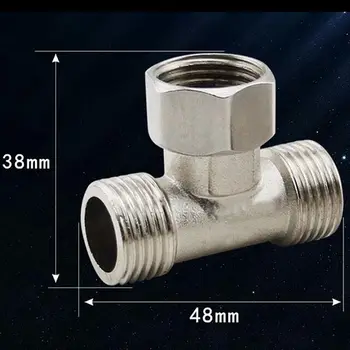 

1/2'' BSP Male to Middle Female Thread Thick Copper Brass Plated Tee Connector Coupling Loose Joint Union Nut Pipe Fitting