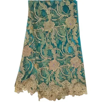 

new fashion African cord lace with stones!wholesale price French lace fabric!High quality guipure lace fabric for party dress!
