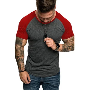 

2019 Summer Patchwork Short Sleeve T Shirt Mens Clothing Trend Casual Plus Size
