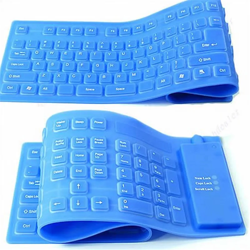 109 Keys Portable Black/Blue USB Plug Silicone Rubber Waterproof