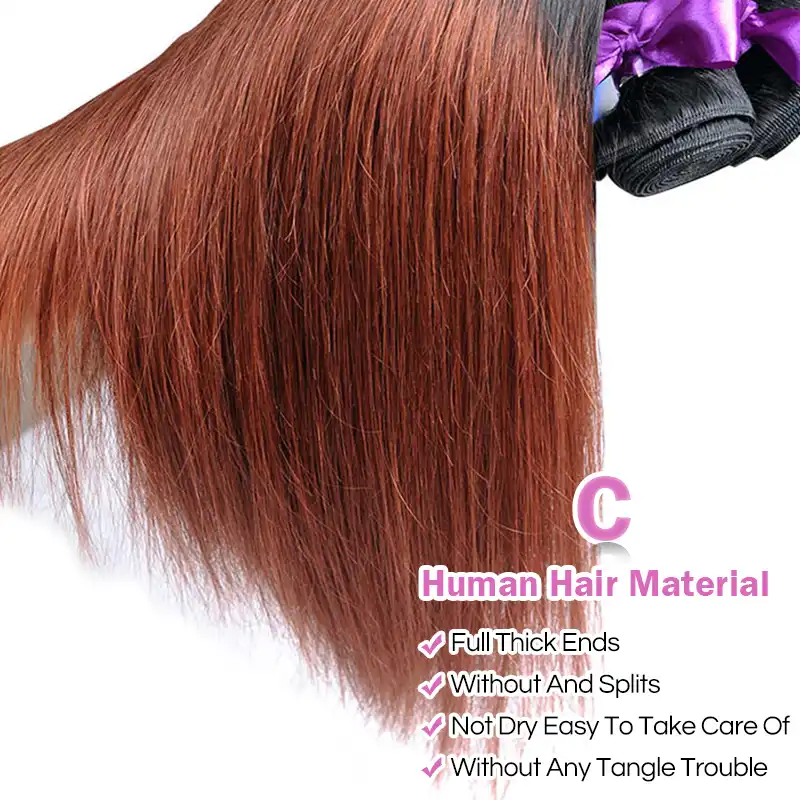 Ombre Bundles With Closure Dark Red Hair 1b 33 Straight Brazilian Human Hair Weave 3 Bundles With Closure Pinshair Non Remy Hair