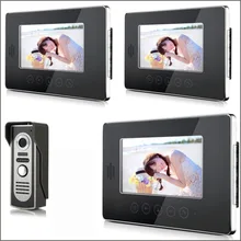 Pantalla táctil de 7 Pulgadas Teléfono Video de La Puerta Del Intercomunicador Del Timbre del Kit 1 cámara de 3 monitor de Visión Nocturna para la seguridad casera