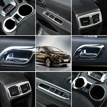 

Left Hand Drive Interior Accessories Full Kit Cover Trim 10pcs ABS Chrome for Peugeot 3008 2013-2015
