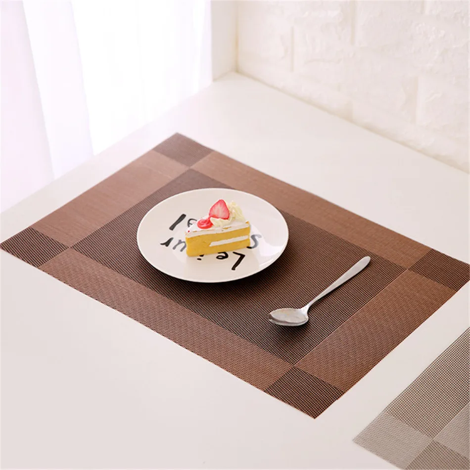 Plastic PVC Dining Table Mat Heat Insulation Non-Slip Simple Placemats Disc Pads Bowl Tableware Pad Coaster Kitchen Accessories (8)