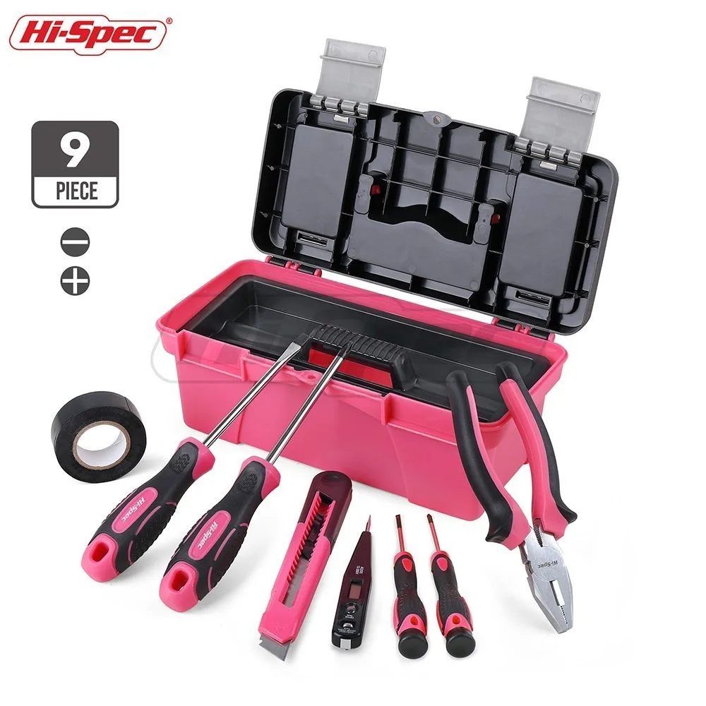 

Hi-Spec Pink 9pc Hand Tool Set Girl Lady Women DIY Household Tool Set Repair Tools & Kits Toolbox Screwdriver Diagnostic Tool